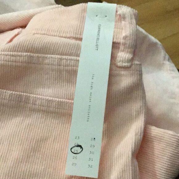 Current/Elliott Crystal Pink The High Waist Stiletto Corduroy Pants New Size 25 - Picture 3 of 3